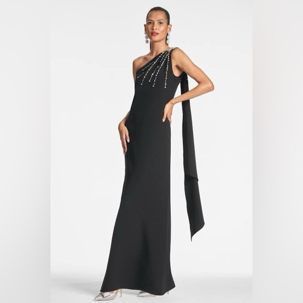 Sachin & Babi Leslie One-Shoulder Gown NWT in Black